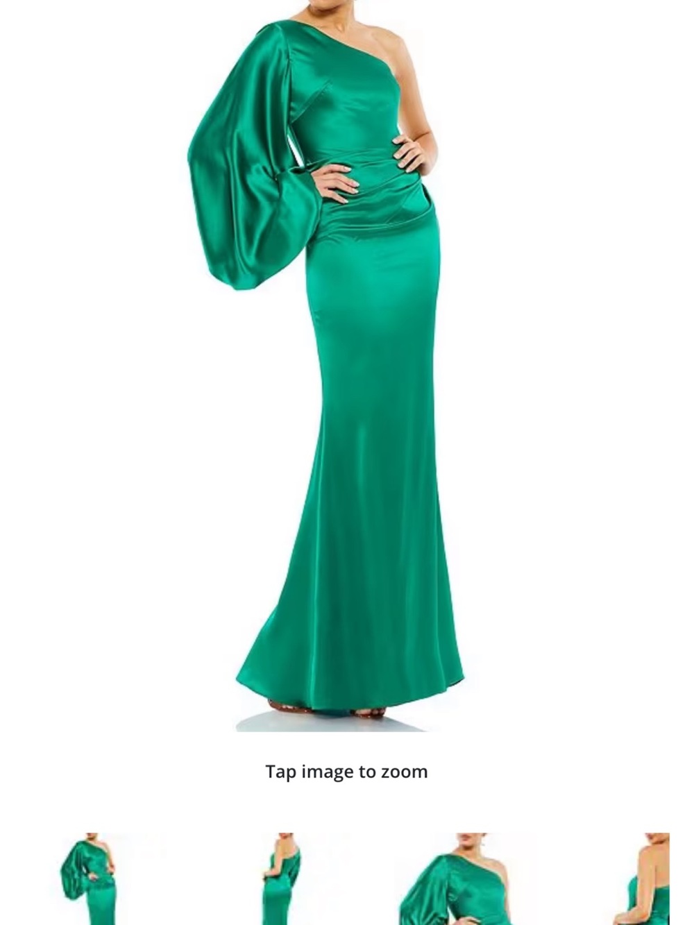 Mac Duggal Emerald One-Shoulder Satin Gown